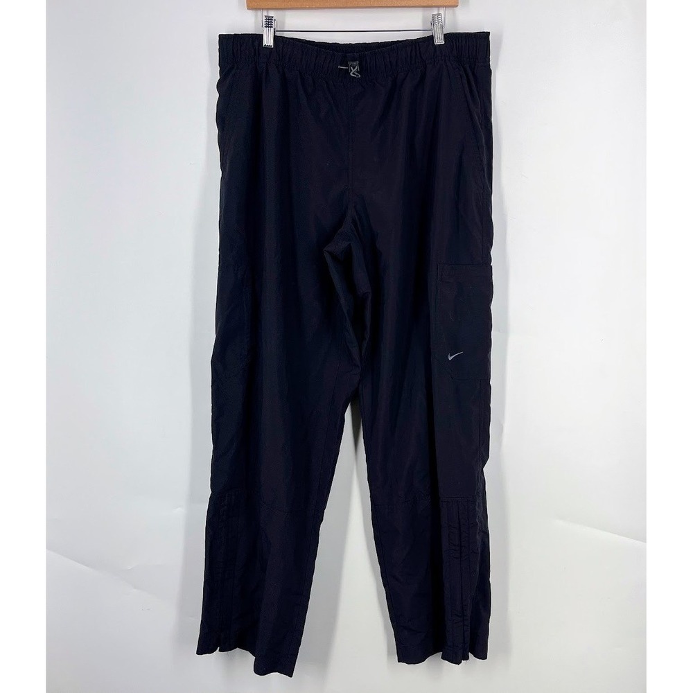 Nike Mens Black Cargo Track Pants XL Mesh Lined Toggle Waist Activewear